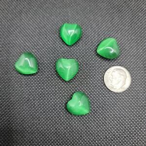 Green Cat's Eye Crystal Hearts